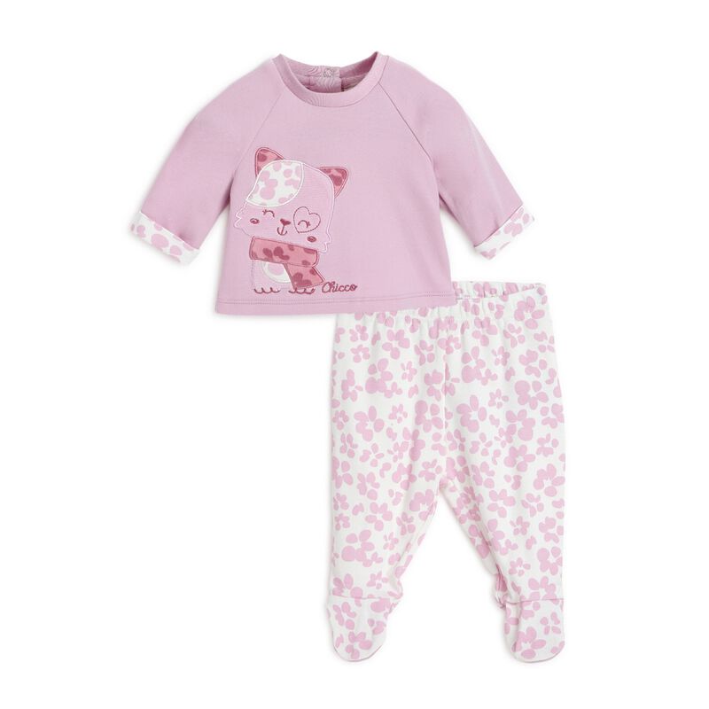 Girls Light Pink Printed Smock with Legging image number 0
